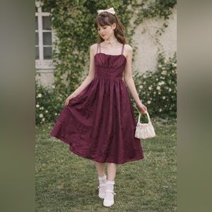 Vintage 80's Jessica McClintock Gunne Sax Midi Dress Party Prom Size 7 Purple